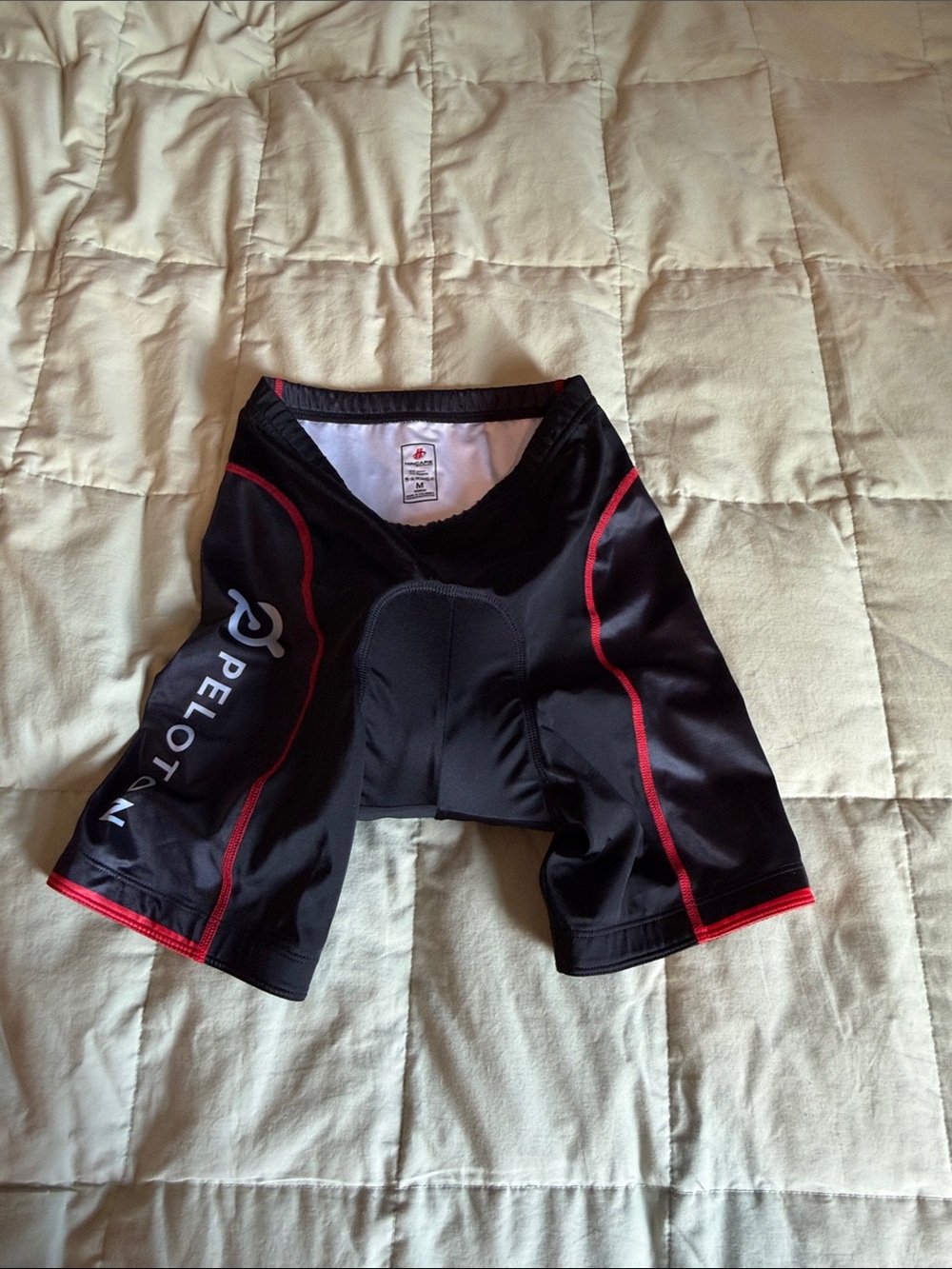 Peloton Black Cycling Shorts with Red Trim